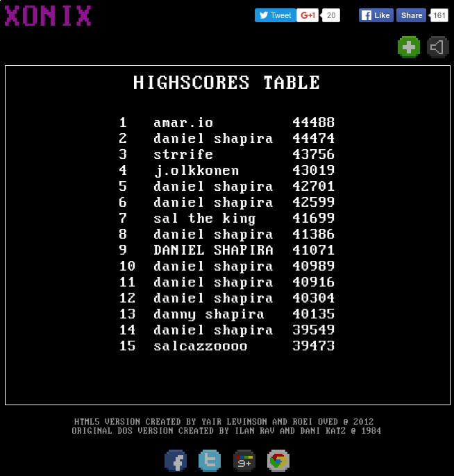 Image of hacked Xonix high-score list